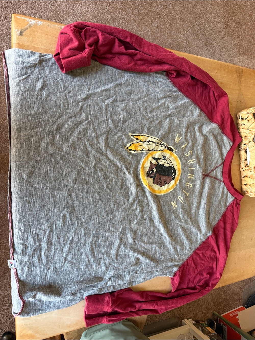 Washington Redskins Majestic Long-Sleeve Gray & Burgundy 2XL